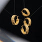 22K Gold Embossed Rhombus Pattern Bali | Textured Yellow Gold Hoop Earrings