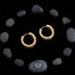 22K Gold Embossed Rhombus Pattern Bali | Textured Yellow Gold Hoop Earrings