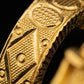 22K Gold Embossed Rhombus Pattern Bali | Textured Yellow Gold Hoop Earrings