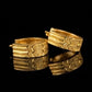 22K Gold Floral Engraved Bali Hoops | Scalloped Edge Gold Earrings