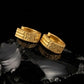 22K Gold Floral Engraved Bali Hoops | Scalloped Edge Gold Earrings