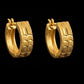 22K Gold Floral Engraved Bali Hoops | Scalloped Edge Gold Earrings