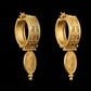 Luxury 22K Gold Wide-Band Coin Earrings | Ornate Granulated Bali Hoops