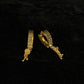 22K Gold Bali Earrings with Circular Embossed Band and Beaded Charm Drops