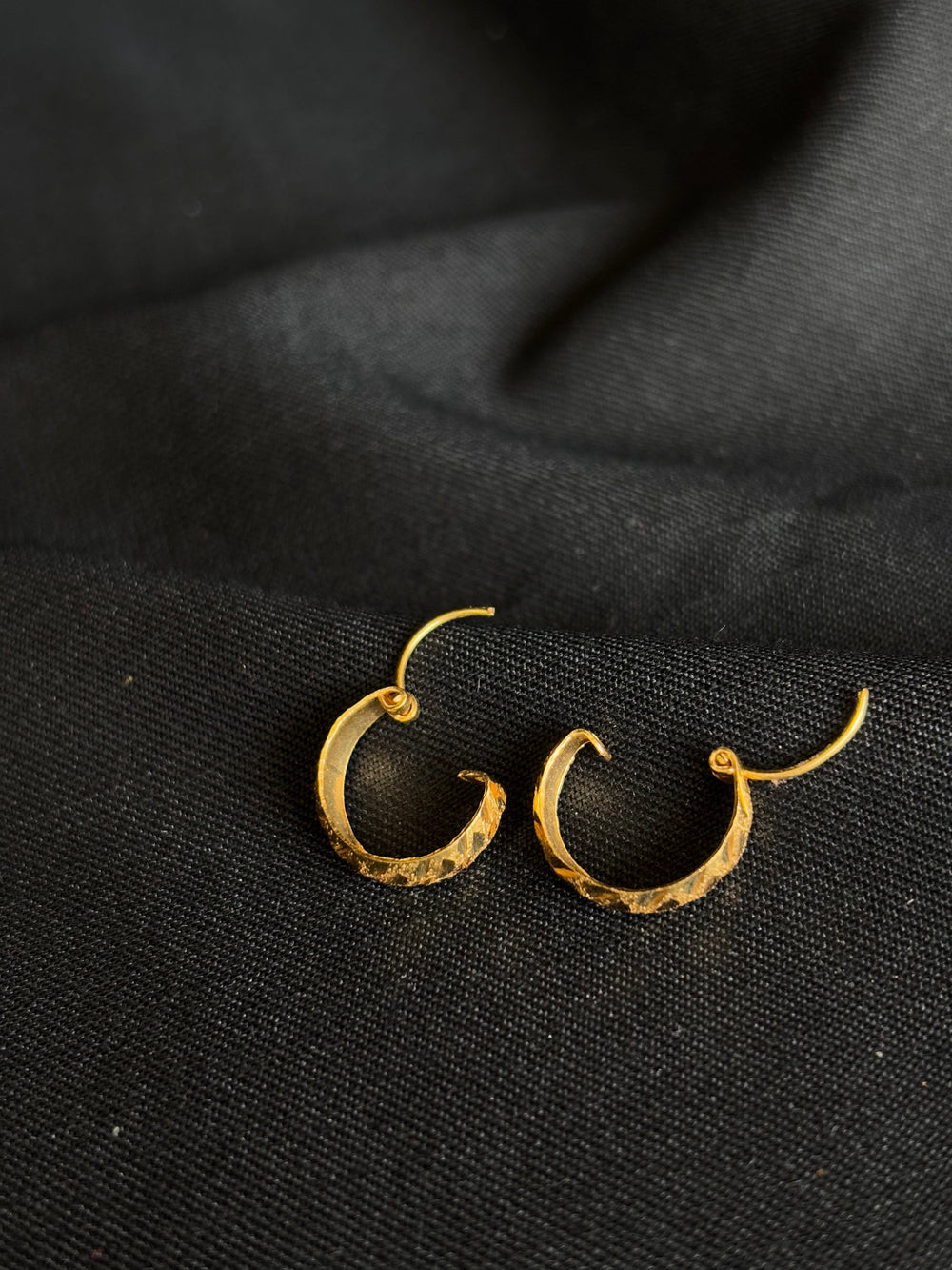 22k Gold Textured Hoop Earrings.