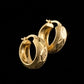22K Gold Wide Band Huggie Bali Earrings with Geometric Diamond-Cut Panels