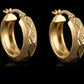 22K Gold Wide Band Huggie Bali Earrings with Geometric Diamond-Cut Panels
