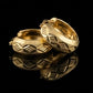 22K Gold Wide Band Huggie Bali Earrings with Geometric Diamond-Cut Panels