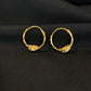 22K Gold Plain Textured Bali Hoop Earrings