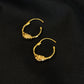 22K Gold Plain Textured Bali Hoop Earrings