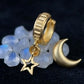 22K Yellow Gold Ribbed Bali Earrings with Dangling Star Charms