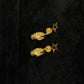 22K Yellow Gold Ribbed Bali Earrings with Dangling Star Charms