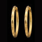 22K Yellow Gold Slim Bali Hoops with Sparkle Diamond-Cut Texture