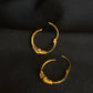 Distinctive 22K Gold Textured Hoop Earrings.