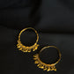 Elegant 22K Gold Hoop Earrings with Dangling Leaf Details