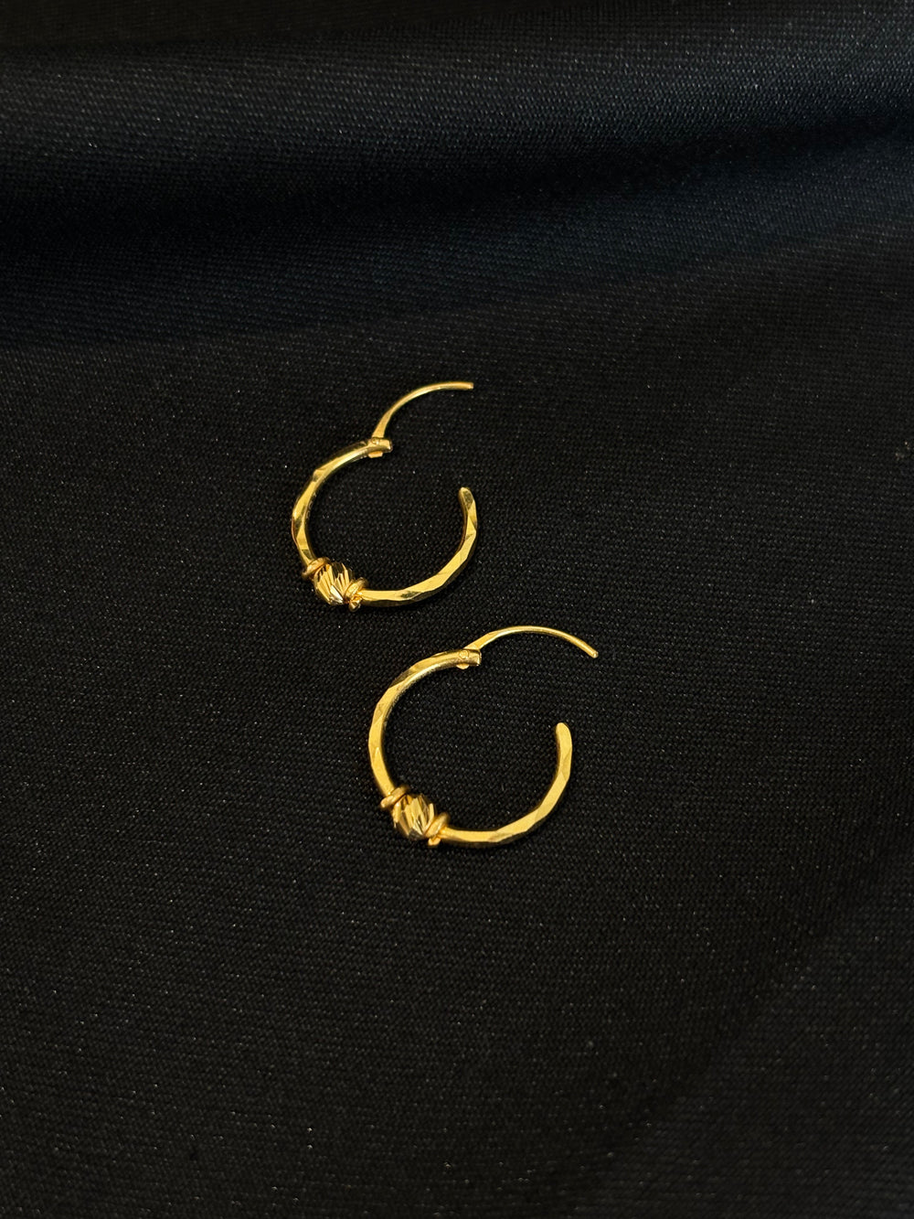 22K Gold Classic Bali Earrings with Textured Accent