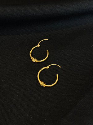 22K Gold Classic Bali Earrings with Textured Accent