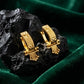 22K Gold Etched Geometric Bali Hoops | Modern Textured Gold Huggie Earrings