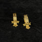 22K Gold Etched Geometric Bali Hoops | Modern Textured Gold Huggie Earrings