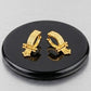 22K Gold Etched Geometric Bali Hoops | Modern Textured Gold Huggie Earrings