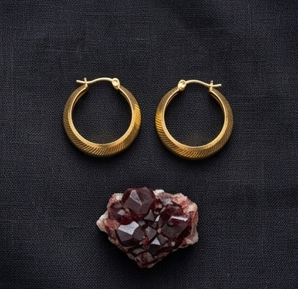 22K Yellow Gold Diamond-Cut Bali Earrings | Sparkle Finish Textured Hoops