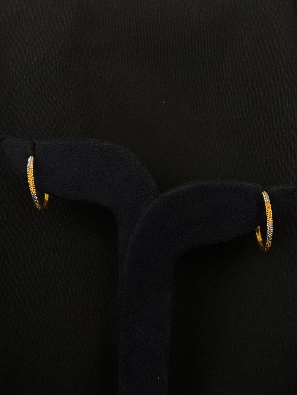 22K Two-Tone Gold Bali Earrings | Yellow & White Gold Textured Beaded Hoops