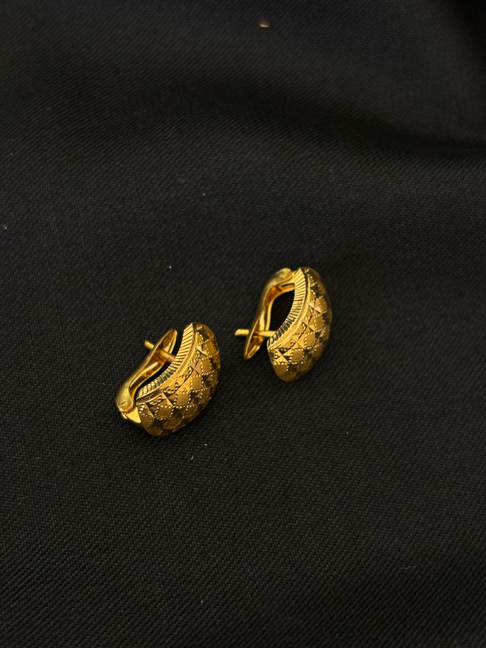 22K Gold Textured Stud Earrings