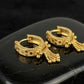 22K Gold Wide Band Ribbed Bali Earrings | Bold Vertical Textured Gold Hoops