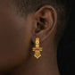 22K Gold Wide Band Ribbed Bali Earrings | Bold Vertical Textured Gold Hoops