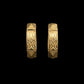 22K Gold Geometric Textured Bali Hoops | Modern Etched Pattern Gold Earrings