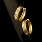 22K Gold Geometric Textured Bali Hoops | Modern Etched Pattern Gold Earrings