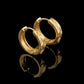 22K Gold Geometric Textured Bali Hoops | Modern Etched Pattern Gold Earrings
