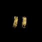 22K Gold Geometric Textured Bali Hoops | Modern Etched Pattern Gold Earrings