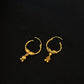 22K Gold Small Hoop Earrings with Dangler