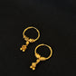22K Gold Small Hoop Earrings with Dangler