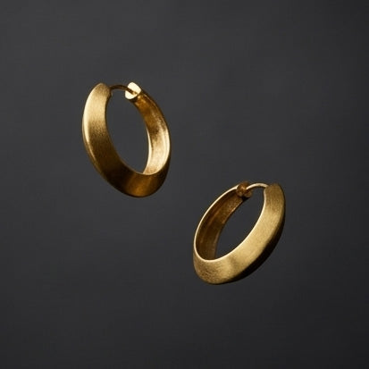 22K Gold Dual-Finish Bali Hoops | Matte and High-Polish Textured Gold Earrings