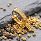 22K Yellow Gold Filigree Bali Earrings | Traditional Indian Lace-Work Hoops