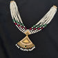 22K Gold Traditional Choker Necklace with Gemstone and Pearl Accents