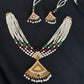 22K Gold Traditional Choker Necklace with Gemstone and Pearl Accents