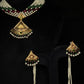 22K Gold Traditional Choker Necklace with Gemstone and Pearl Accents