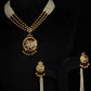 22K Gold Traditional Choker Necklace with Pearl and Gemstone Drops