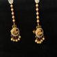 22K Gold Traditional Choker Necklace with Pearl and Gemstone Drops