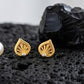 22K Yellow Gold Textured Leaf Stud Earrings | Nature-Inspired Gold Jewelry