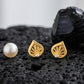22K Yellow Gold Textured Leaf Stud Earrings | Nature-Inspired Gold Jewelry