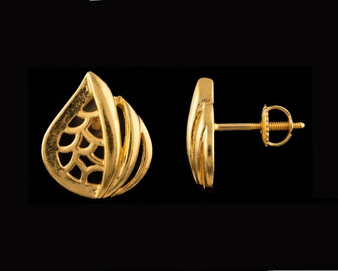 22K Gold Tiered Temple Style Drop Earrings | Traditional Granulated Gold Jewelry
