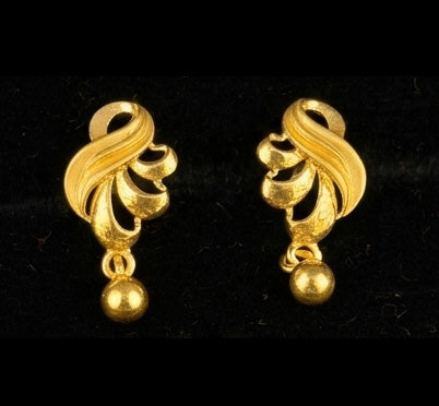 22K Gold Ornate Filigree Teardrop Earrings | Traditional Beaded Gold Drops