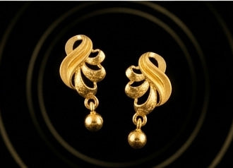 22KT Gold Ornate Filigree Teardrop Earrings | Traditional Beaded Gold Drops