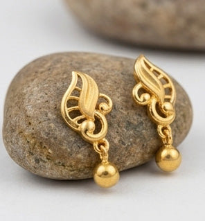 22K Gold Royal Sunburst Filigree Earrings | Traditional Indian Drop Jewelry