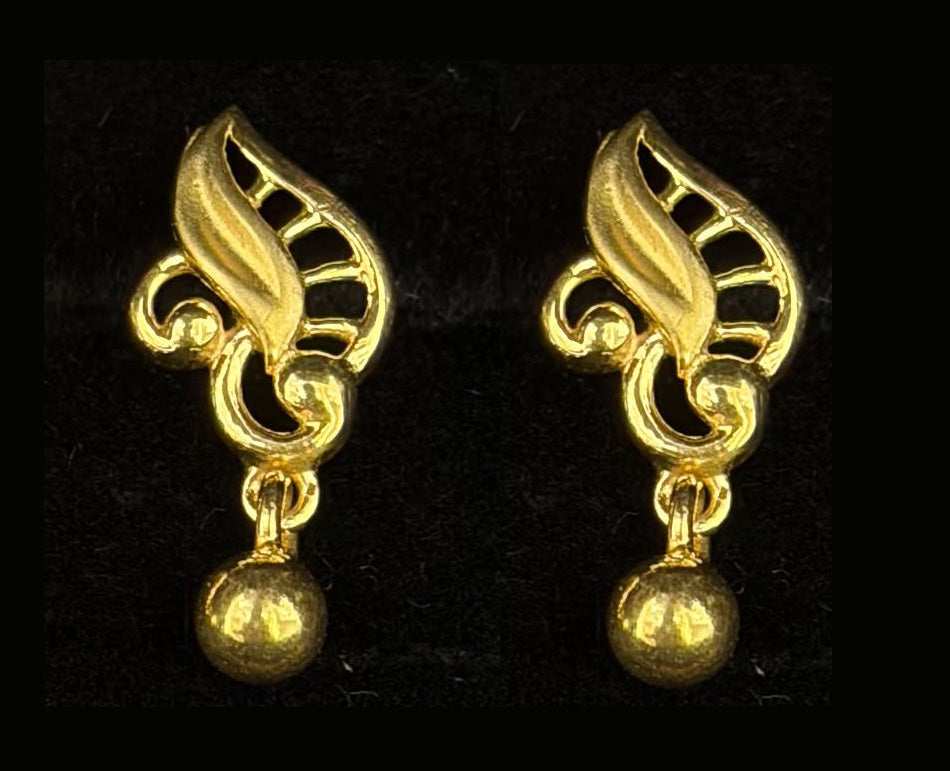 22KT Gold Royal Sunburst Filigree Earrings | Traditional Indian Drop Jewelry