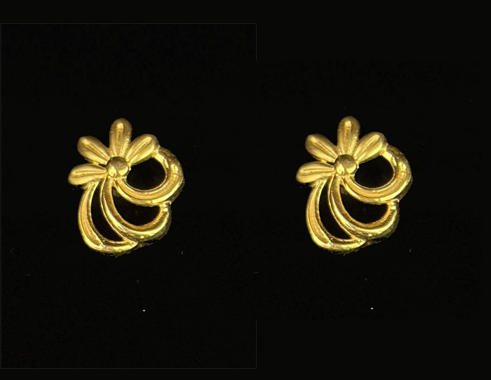22K Gold Floral Mesh Drop Earrings | Traditional Granulated Filigree Jewelry
